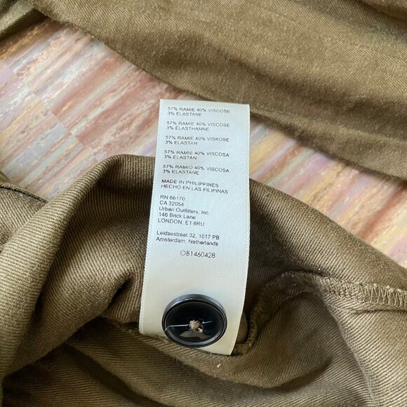 Anthropologie Maeve Utility Flounced Shirt Jacket Top Peplum Cargo Pockets Olive - Picture 8 of 10